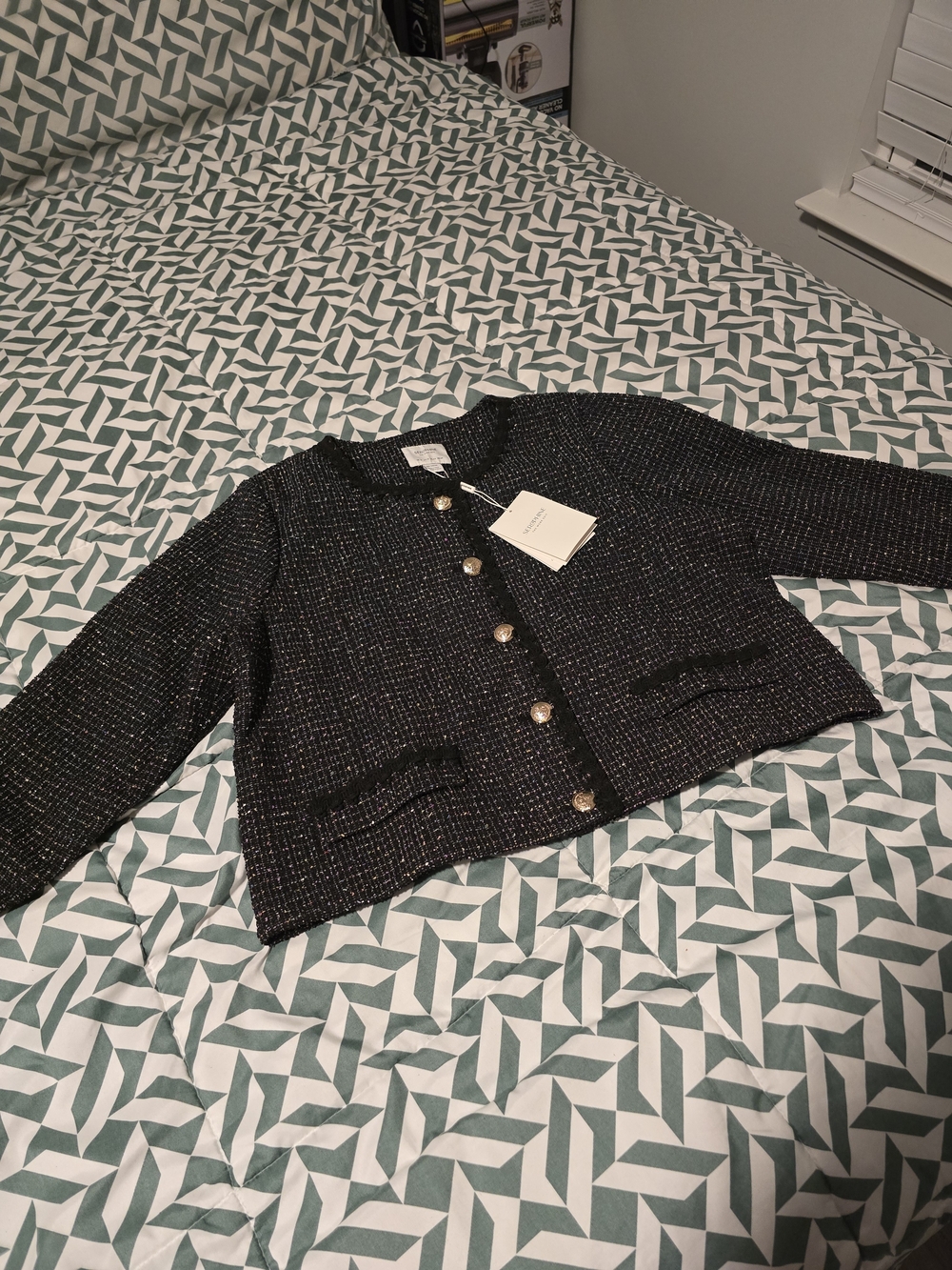 NWT Seraphine Marisol Cropped Tweed Maternity Jacket US 12 Work Edit